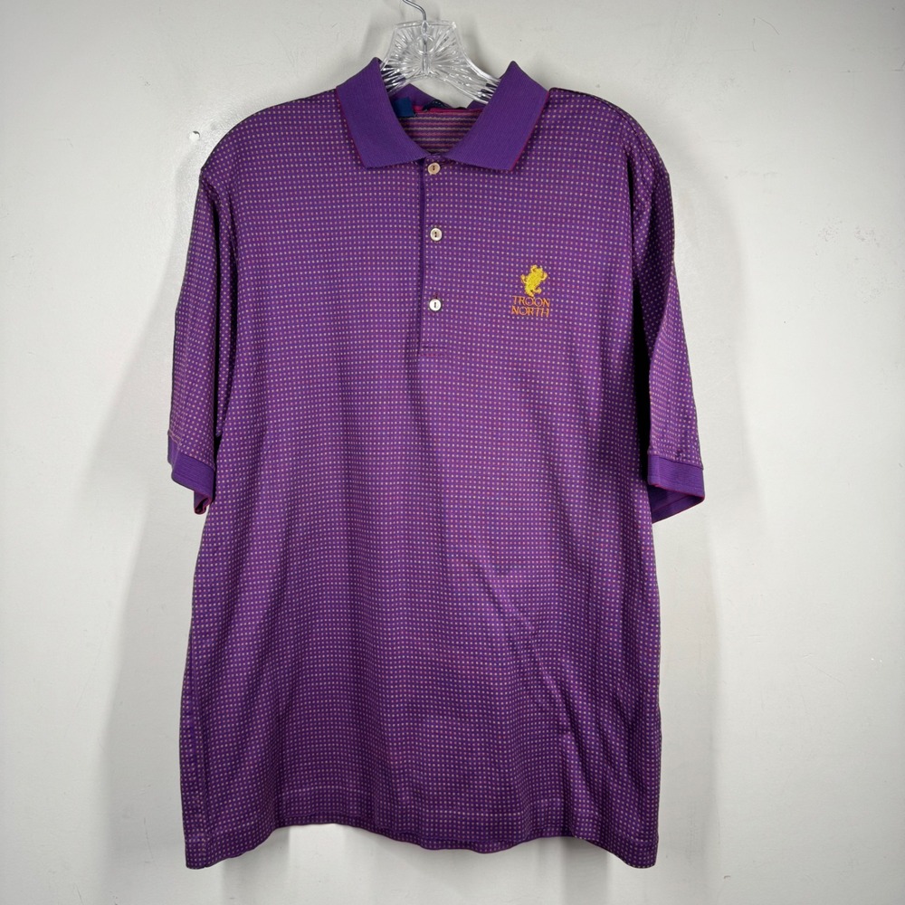 Jeff Rose Mens Purple Micro Pattern Cotton Polo Shirt Troon North Golf Italy M